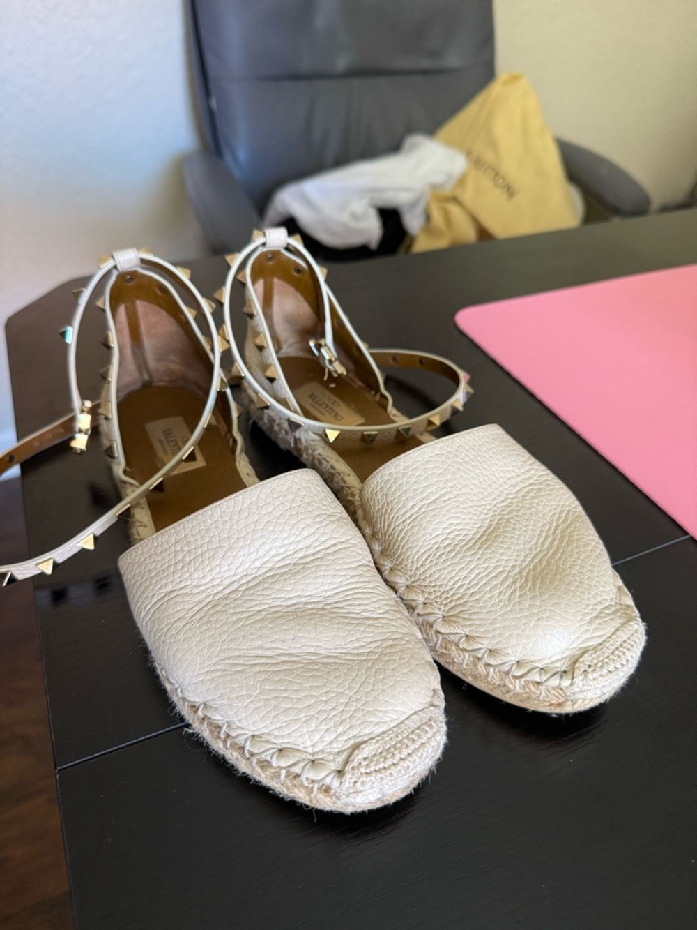 Valentino Cream Studded Ankle-Strap Espadrille - Picture 2 of 5